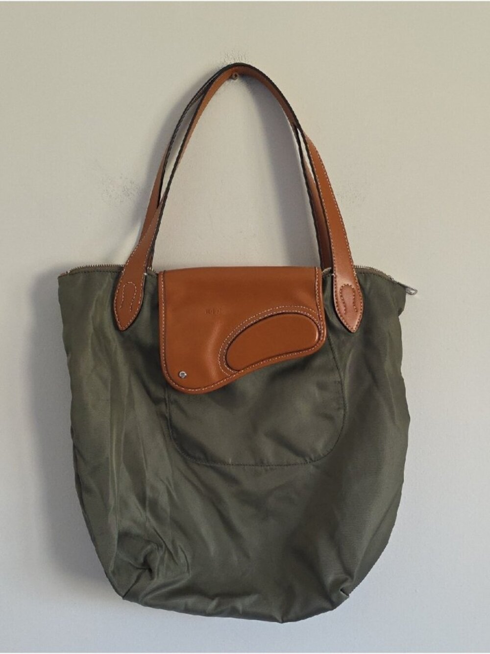 LAUREN RALPH LAUREN | Nylon Tote Bag Wooten Style Olive Green Brown